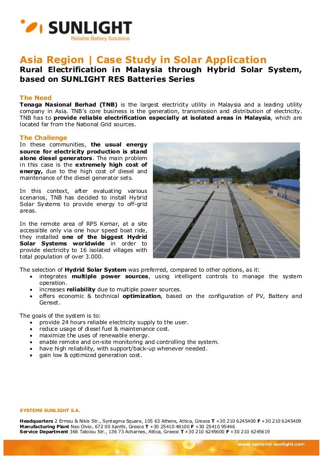 SUNLIGHT | Case Study in Solar Application Rural ...