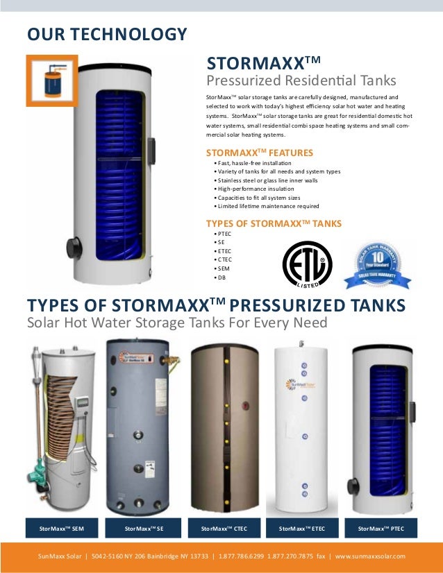 SunMaxx StorMaxx Solar Hot Water Storage Tanks