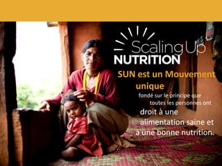 SUN est un Mouvement
unique
fondé sur le principe que
toutes les personnes ont
droit à une
alimentation saine et
à une bonne nutrition.
 