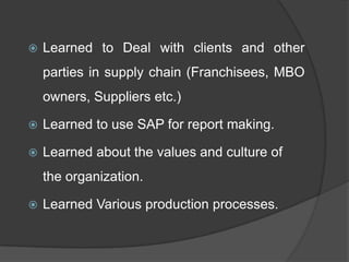 Leanings from training