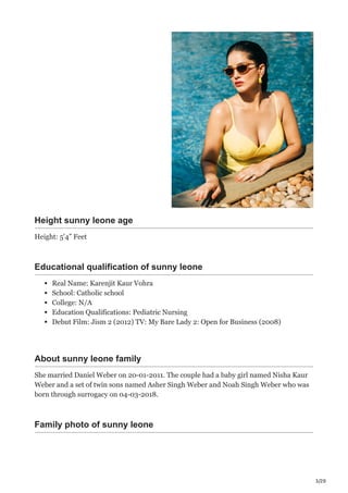 Sunny leone wiki boyfriend husband age height family net worth biography  amp more | PDF