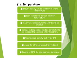 Maximum Activity Factors affecting the enzymatic activity | PPTX