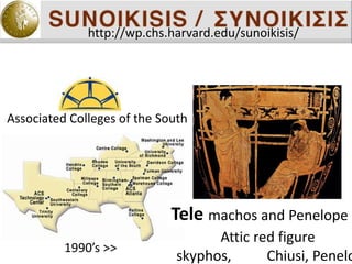machos and Penelope
Attic red figure
skyphos, Chiusi, Penelo
Associated Colleges of the South
Tele
1990’s >>
http://wp.chs.harvard.edu/sunoikisis/
 