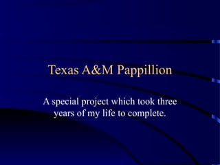 Texas A&M Pappillion
A special project which took three
years of my life to complete.
 