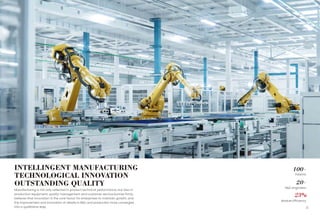 22
23%
Module Efficiency
100+
Patents
20+
R&D engineers
Manufacturing is not only reflected in product technical performance, but also in
production equipment, quality management and customer service.Sunrise firmly
believes that innovation is the core factor for enterprises to maintain growth, and
the improvement and innovation of details in R&D and production have converged
into a qualitative leap.
INTELLINGENT MANUFACTURING
TECHNOLOGICAL INNOVATION
OUTSTANDING QUALITY
 