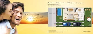 Casa padrão - Pavimento térreo - Opção de quarto de empregada
                                                         Área privativa coberta: 66,88 m2
                                                         Área privativa coberta total: 153,06 m2




                      No Sunrise, quem brilha
                              do lado de fora é o sol.
                          Já, dentro das casas quem se
                                 destaca é o conforto.
Imagem ilustrativa.




                                                         1 - Planta ilustrativa com sugestões de decoração.
                                                         2 - O mobiliário, os objetos, revestimentos e equipamentos são meras sugestões e não farão parte da entrega do imóvel.
                                                         3 - As cotas são medidas de parede acabada em metro e podem sofrer pequenas variações.
                                                         4 - As áreas podem sofrer pequenas variações.
                                                         5 - A planta não contém localização e dimensões de vigas, pilares e prumadas de instalações.
 