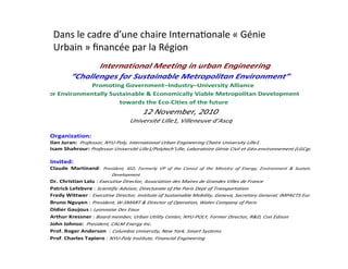 Dans	
  le	
  cadre	
  d’une	
  chaire	
  Interna1onale	
  «	
  Génie	
  
Urbain	
  »	
  ﬁnancée	
  par	
  la	
  Région	
  
 