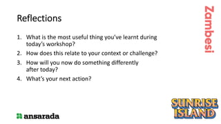 Workshops by
www.zambesi.com
Learn from people
who do it
@zambesidotcom
#zambesi
 