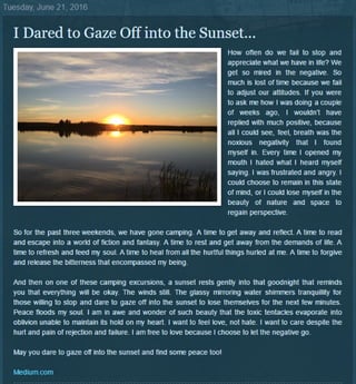 I Dared Gaze Off into the Sunset...