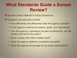 Sun Set Process Overview of the Sunset Process in Texas | PPTX