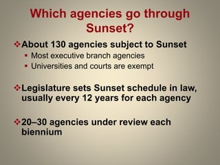 Sun Set Process Overview of the Sunset Process in Texas | PPTX
