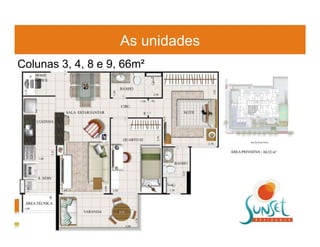 As unidades
Colunas 3, 4, 8 e 9, 66m²
 