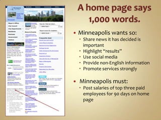 A home page says 1,000 words.<br />Minneapolis wants so: <br />Share news it has decided is important<br />Highlight “resu...