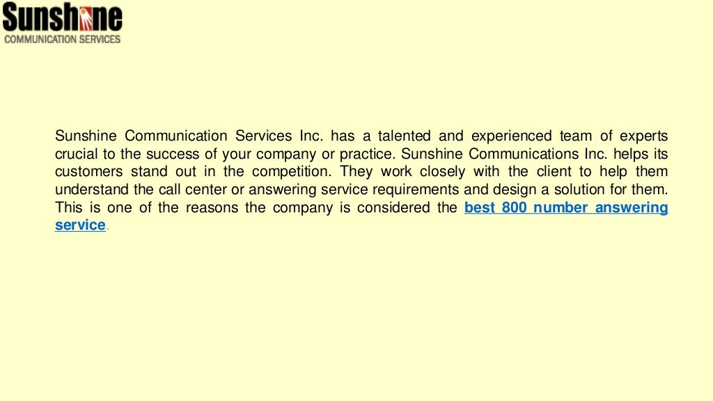 Sunshine communication services, inc. offer professional