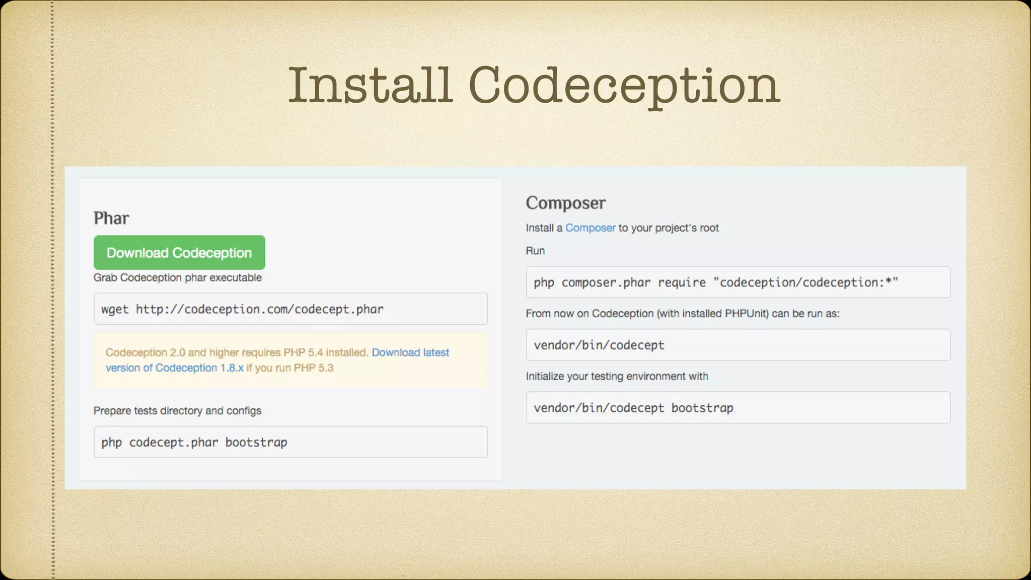 Install Codeception 