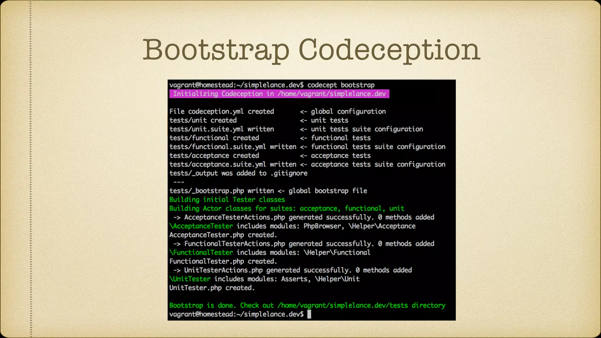 Bootstrap Codeception 
