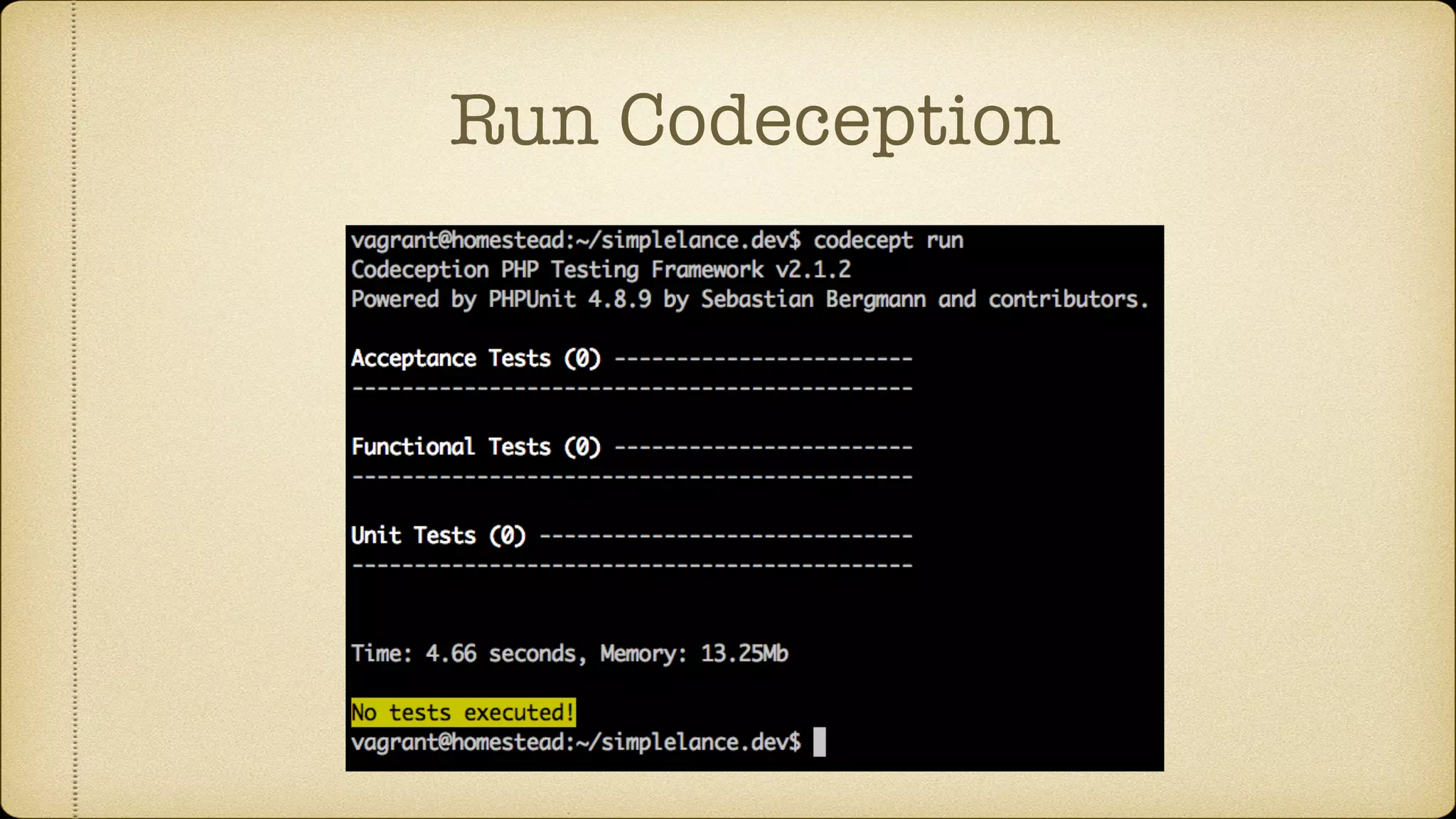 Run Codeception 