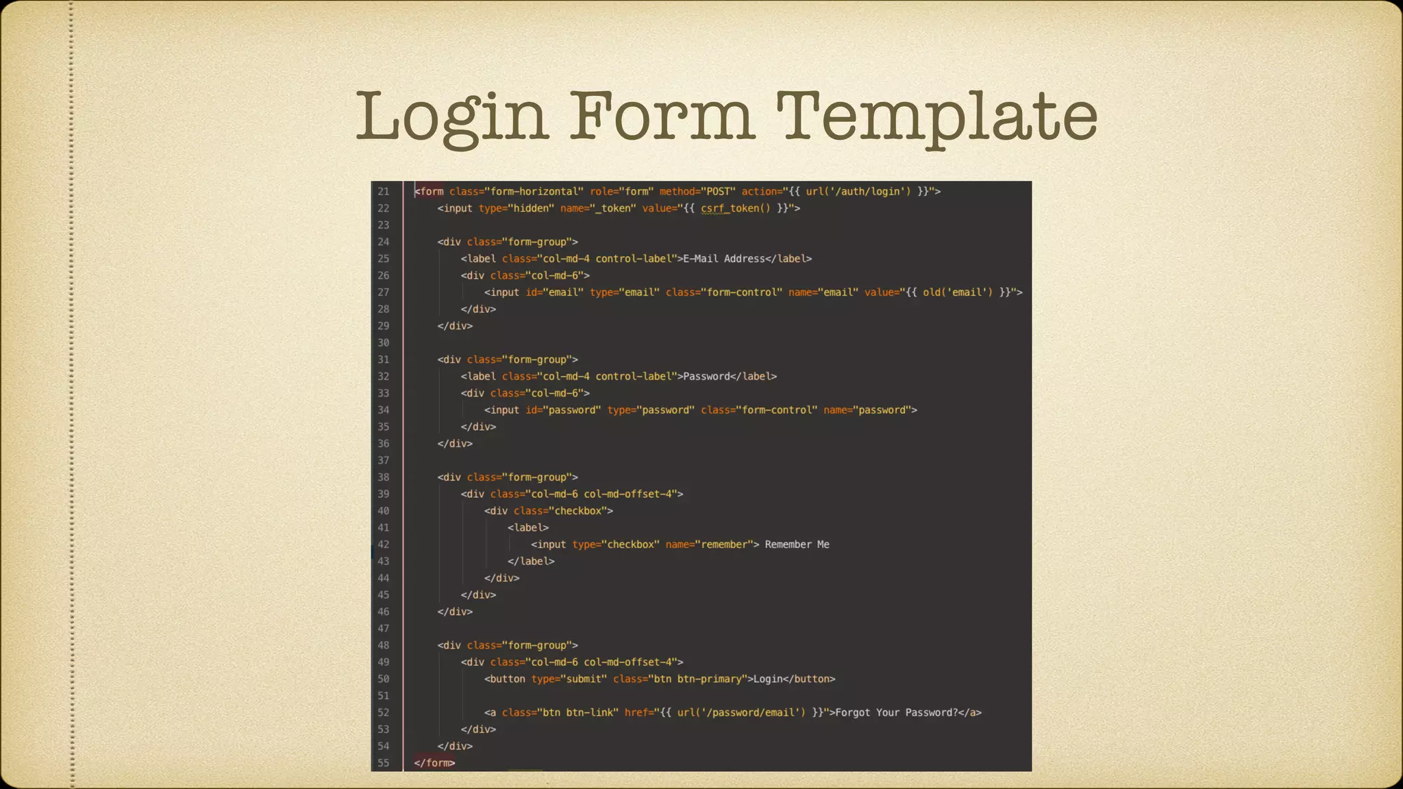 Login Form Template 