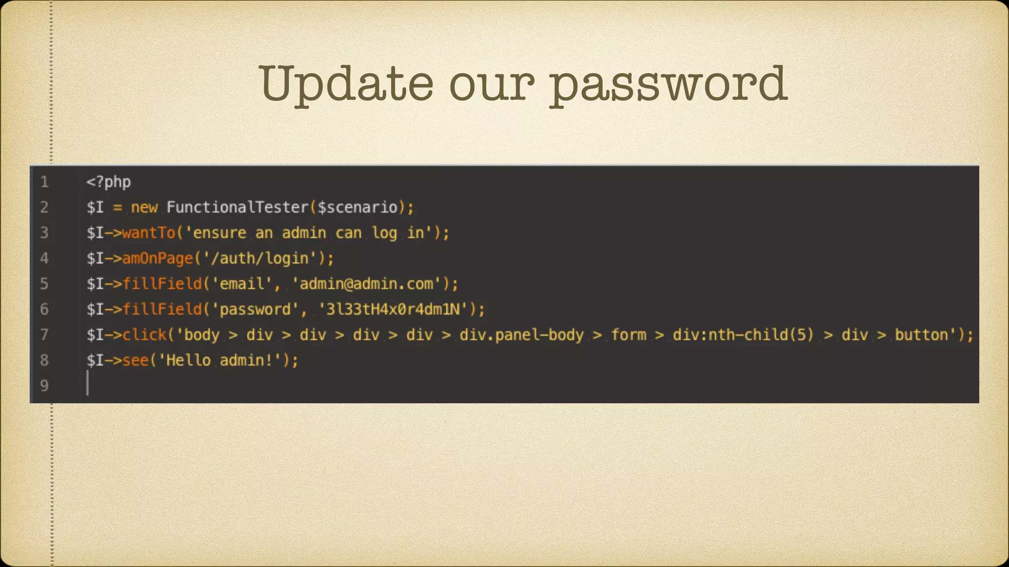 Update our password 