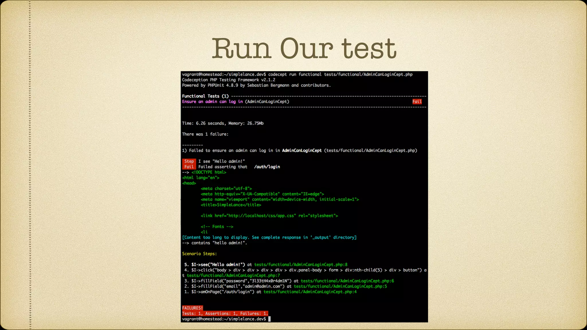 Run Our test 