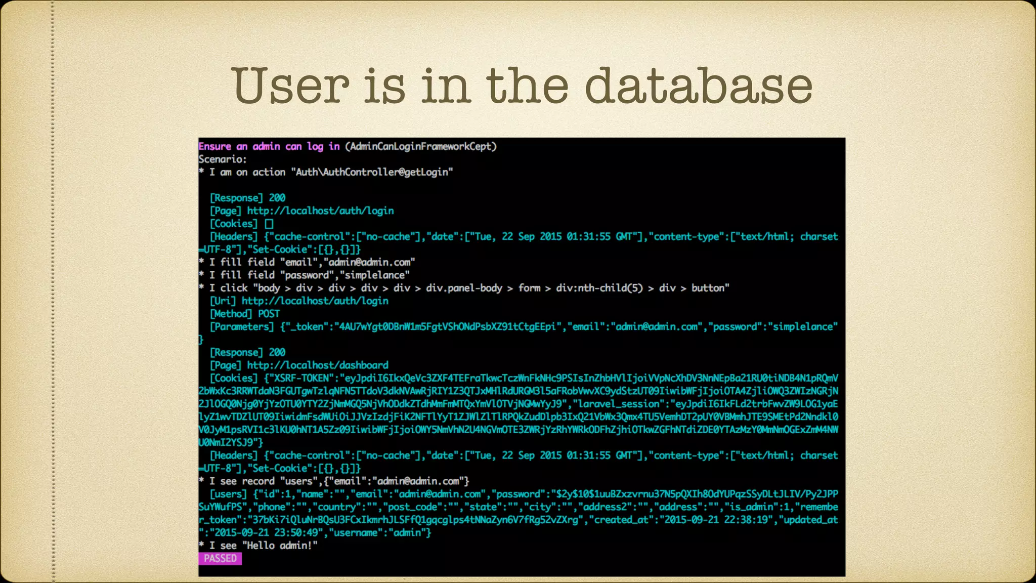 User is in the database 