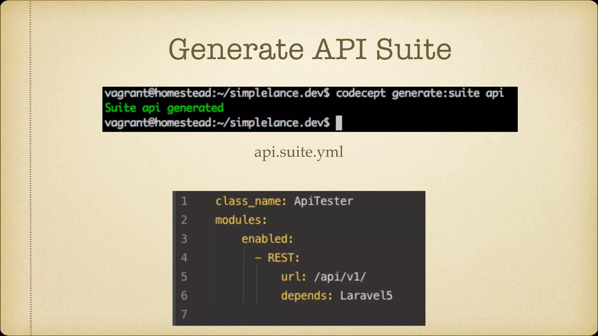 Generate API Suite api.suite.yml 
