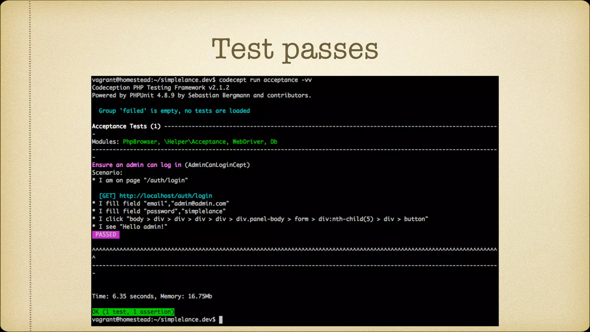 Test passes 