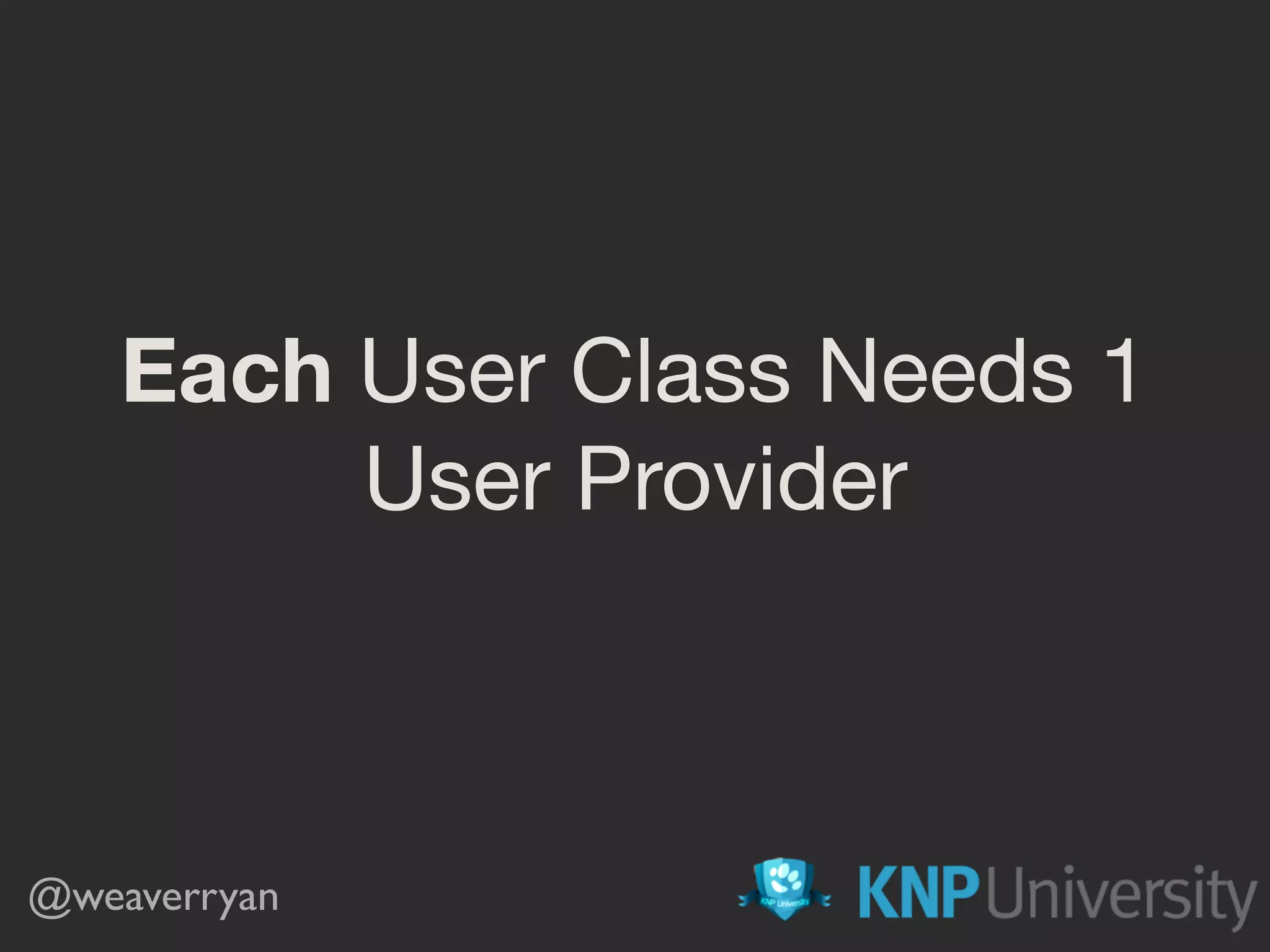 Each User Class Needs 1 User Provider @weaverryan 