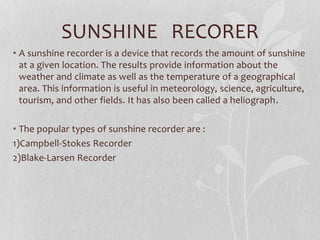 MEASUREMENT OF SUNSHINE IN A WEATHER STATION  YouTube