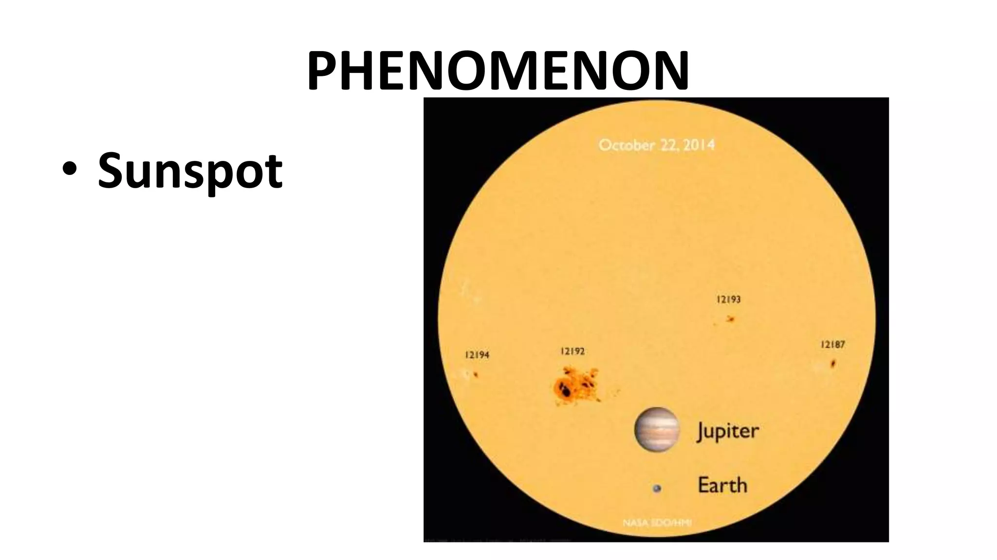 PHENOMENON
• Sunspot
 
