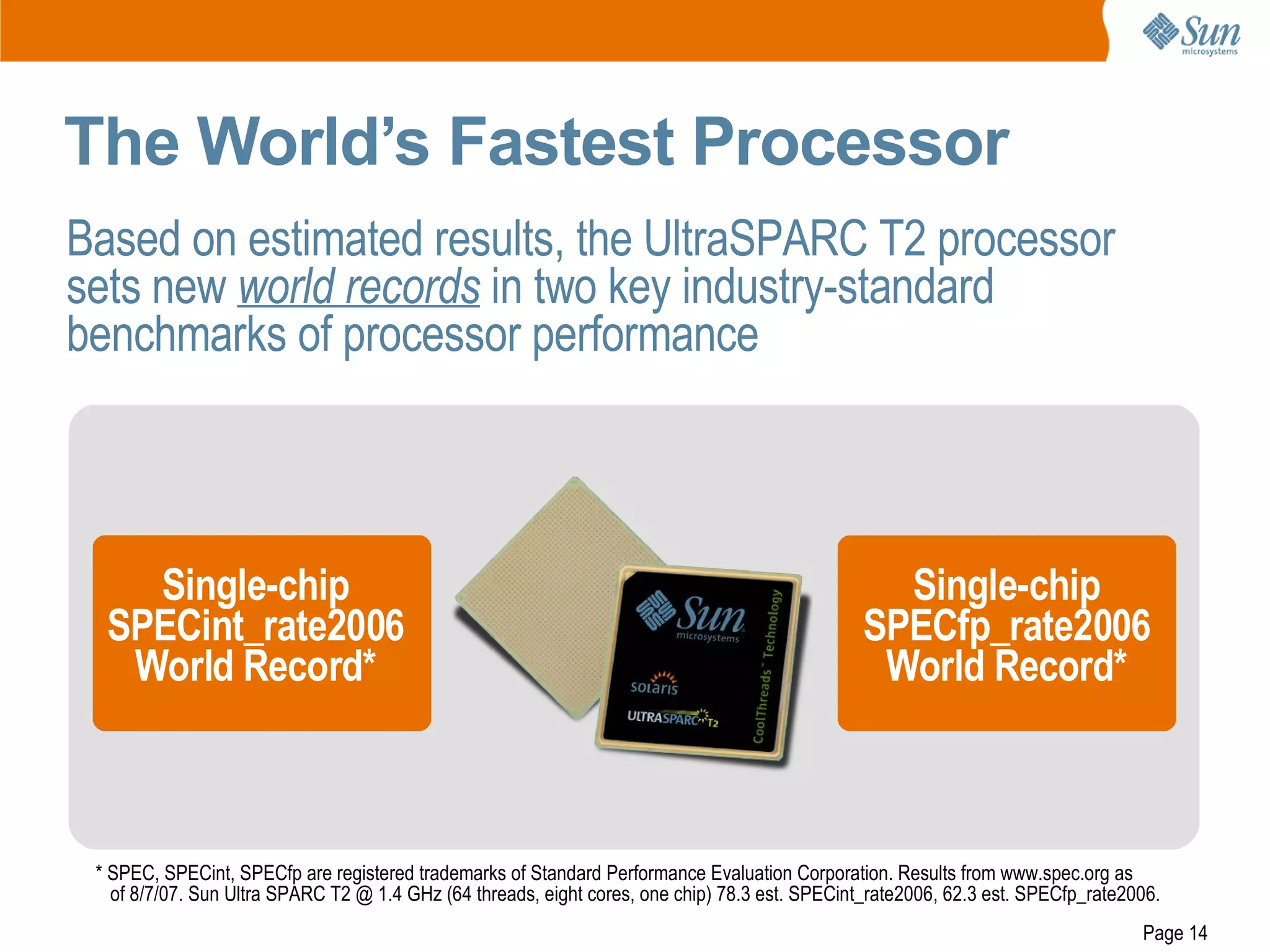 Sun sparc enterprise t2 systems customer presentation | PDF