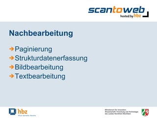 Nachbearbeitung Paginierung Strukturdatenerfassung Bildbearbeitung Textbearbeitung 