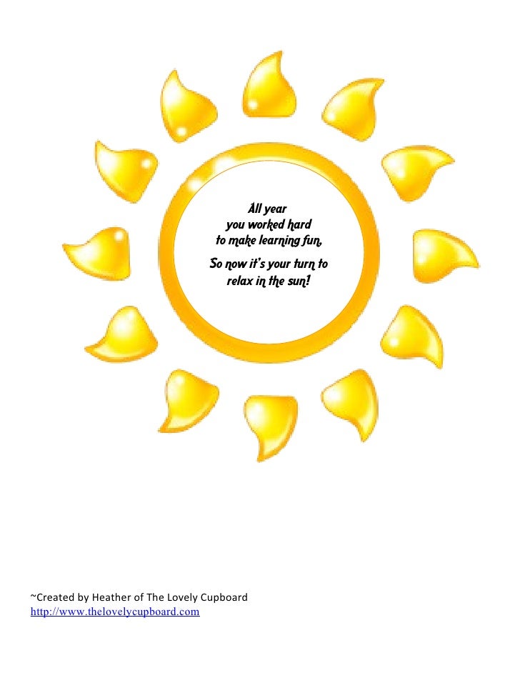 Sun Tag for teacher gift