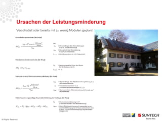 Ursachen der Leistungsminderung
                 Verschattet oder bereits mit zu wenig Modulen geplant




All Rights Reserved                                                      Source Iliou
 