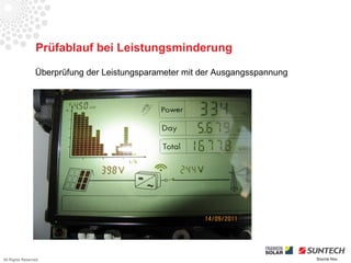 Prüfablauf bei Leistungsminderung

                 Überprüfung der Leistungsparameter mit der Ausgangsspannung




All Rights Reserved                                                            Source Iliou
 