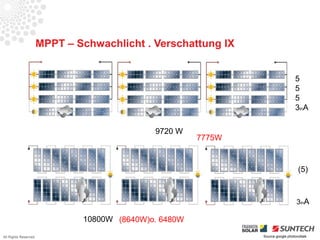 MPPT – Schwachlicht . Verschattung IX


                                                                                  5
                                                                                  5
                                                                                  5
                                                                                  3inA

                                             9720 W
                                                       7775W


                                                                                   (5)



                                                                                  3inA

                              10800W (8640W)o. 6480W

All Rights Reserved                                            Source google photovoltaik
 