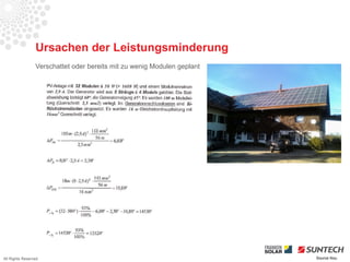 Ursachen der Leistungsminderung
                 Verschattet oder bereits mit zu wenig Modulen geplant




All Rights Reserved                                                      Source Iliou
 