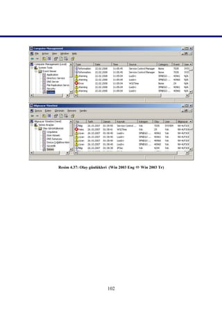 Resim 4.37: Olay günlükleri (Win 2003 Eng  Win 2003 Tr)




                          102
 