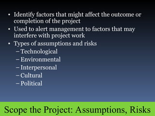 Scope Assumptions Risks Rigor Project Management in Civil Engineeiring | PPT