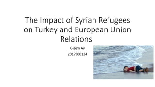 The Impact of Syrian Refugees
on Turkey and European Union
Relations
Gizem Ay
2017800134
 