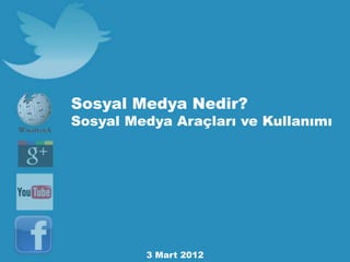 Sosyal Medya Nedir?

Sosyal Medya Araçları ve Kullanımı

3 Mart 2012

 