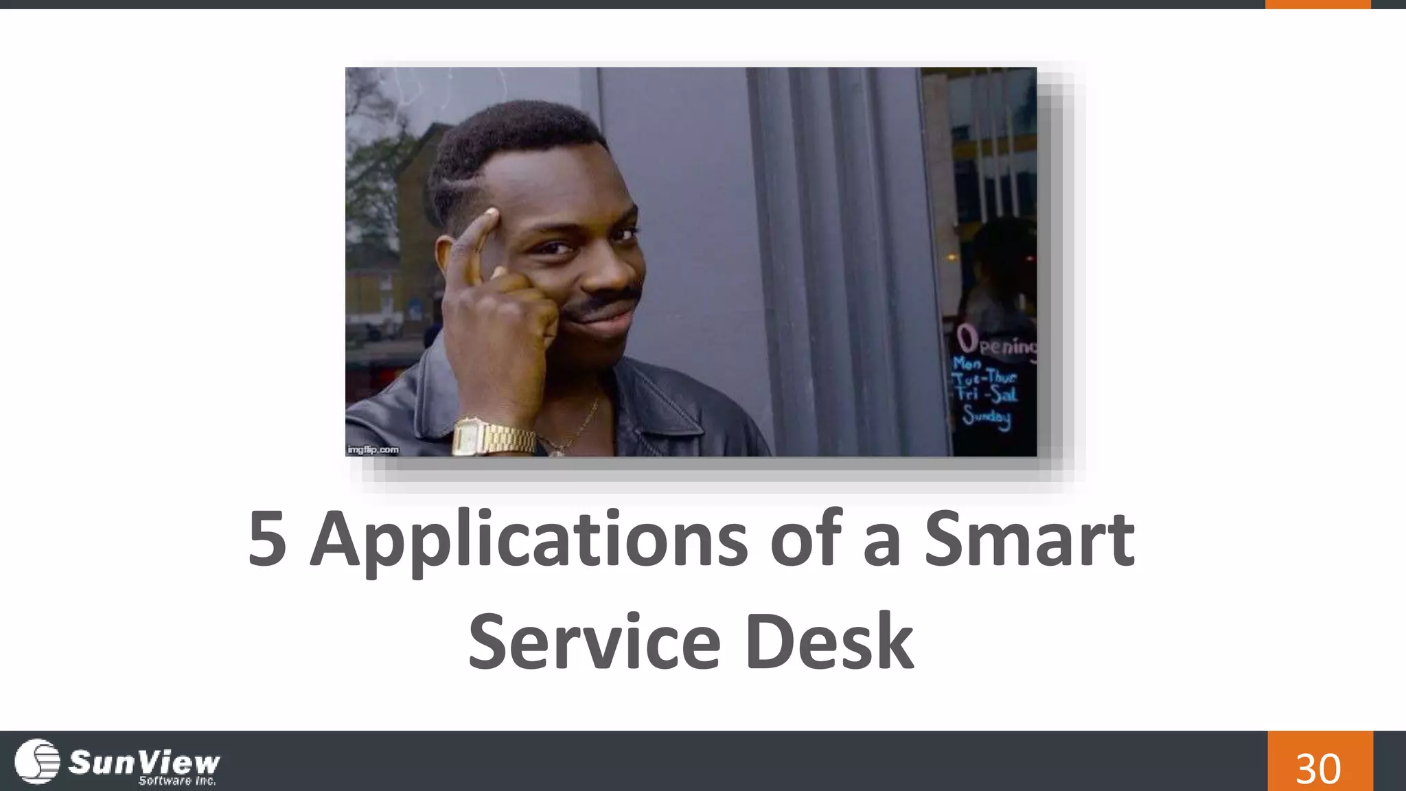 30
5 Applications of a Smart
Service Desk
 