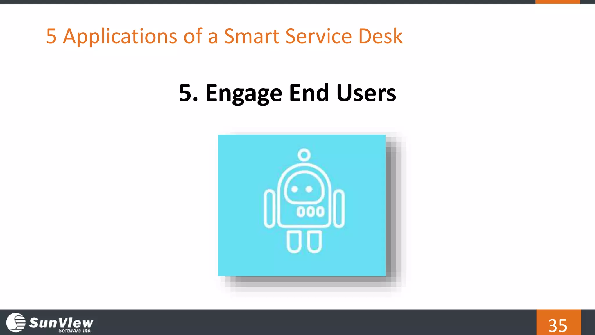 35
5 Applications of a Smart Service Desk
5. Engage End Users
 