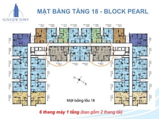 6 thang máy 1 tầng (bao gồm 2 thang tải)
MẶT BẰNG TẦNG 18 - BLOCK PEARL
 