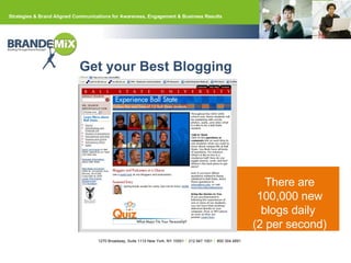 Get your Best Blogging There are 100,000 new blogs daily  (2 per second) 