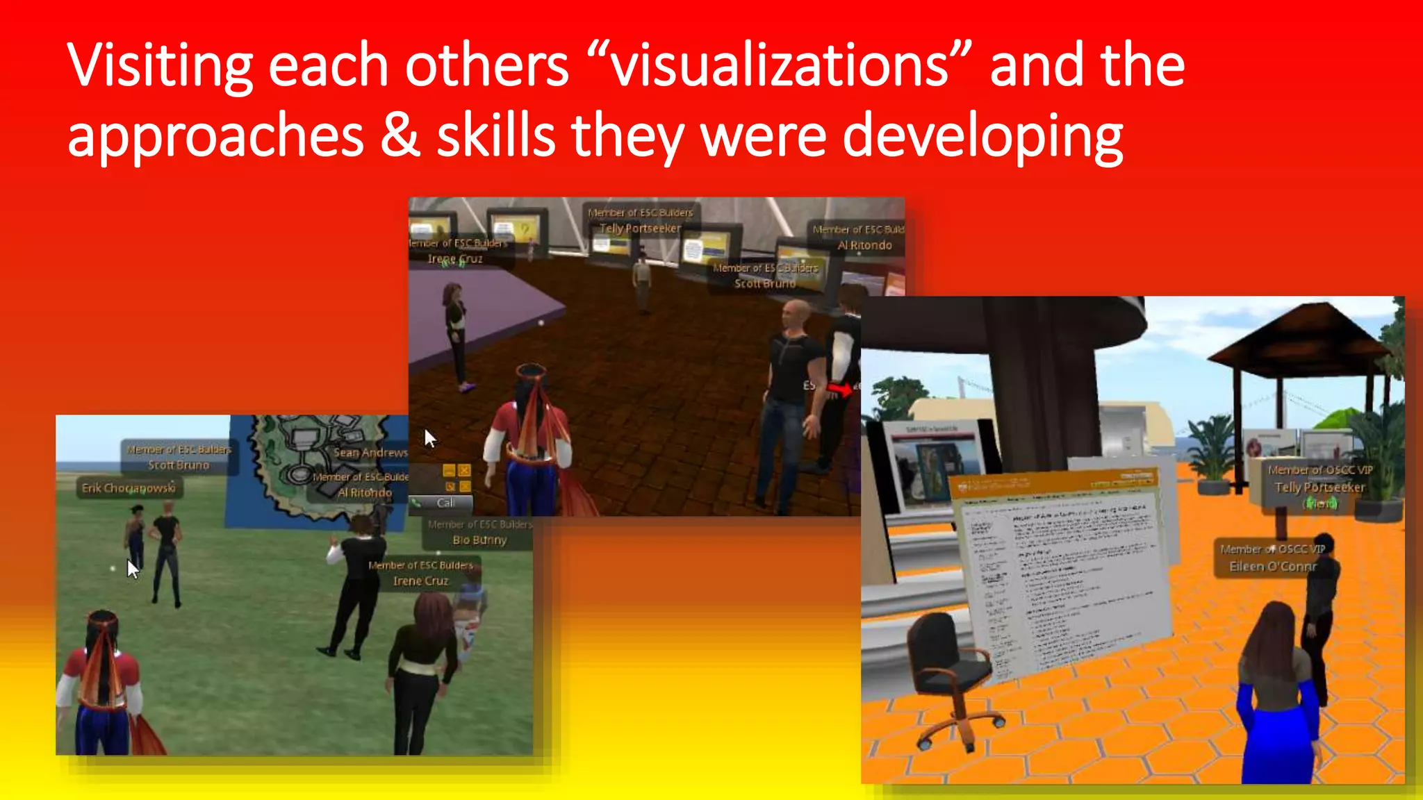 Visiting each others “visualizations” and the
approaches & skills they were developing
 