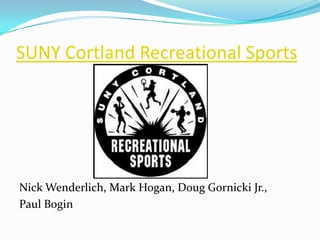 SUNY Cortland Recreational Sports Nick Wenderlich, Mark Hogan, Doug Gornicki Jr.,  Paul Bogin 