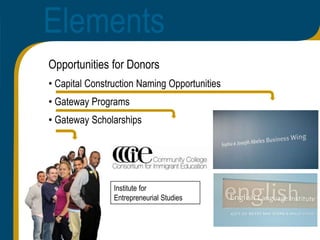  Website and print materialsOverviewTarget Audiences Foundation Board and major donors