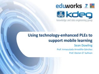 Using technology-enhanced PLEs to
support mobile learning
Sean Dowling
Prof. Inmaculada Arnedillo-Sánchez
Prof. Declan O’ Sullivan
 