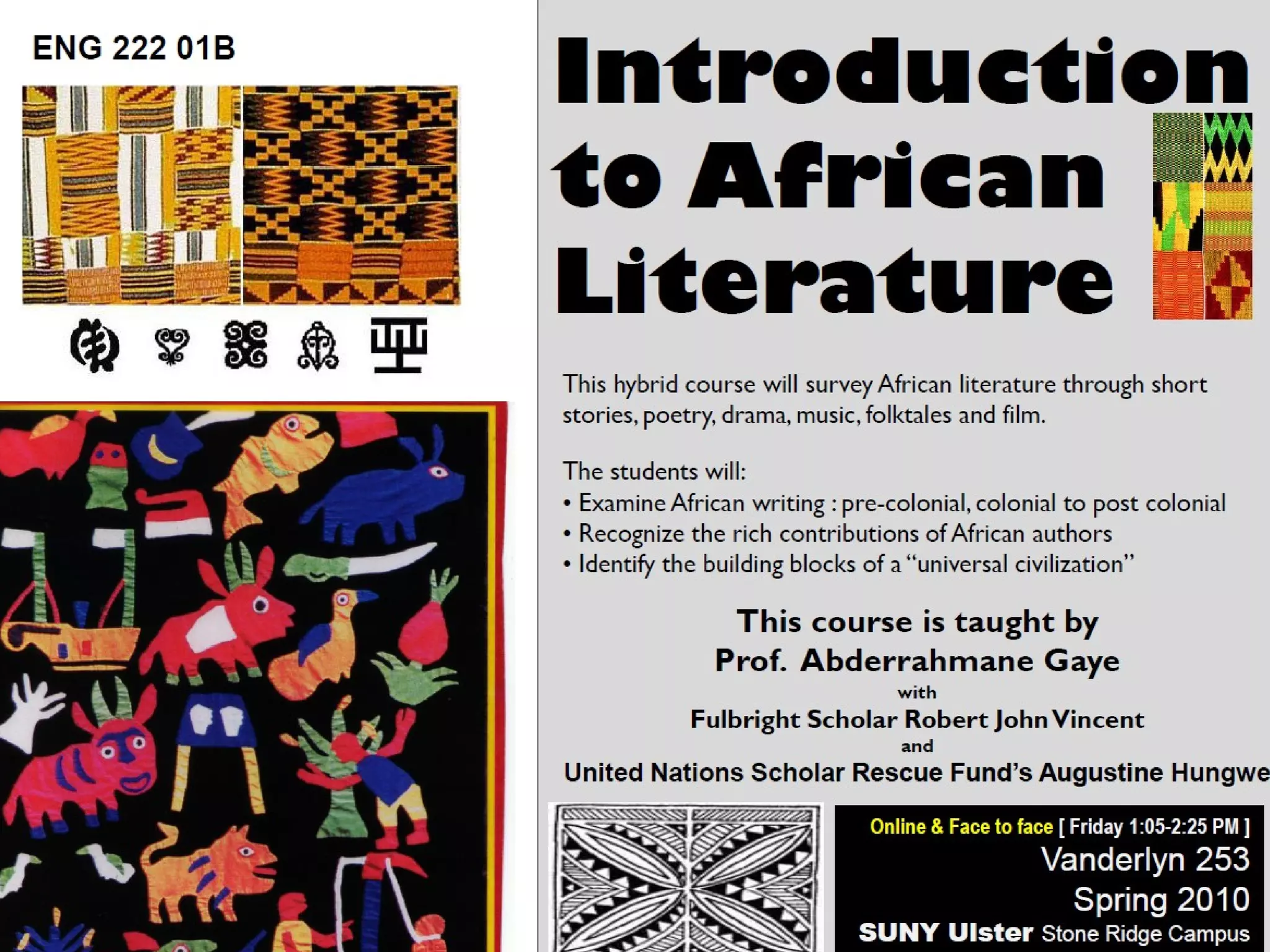 Suny Ulster African Literature Blended course PPT